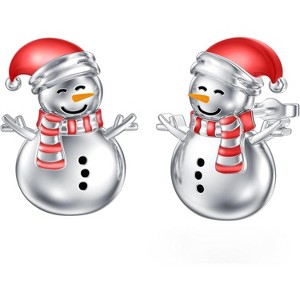 Santa & Snowman Stud Earrings in 925 Sterling Silver, Christmas Jewelry Gifts. - 1 of 4