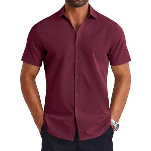 COOFANDY Mens Button Down Shirts Short Sleeve Casual Shirt Summer Untucked Dress Shirts - 1 of 4