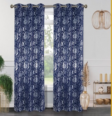 Floral Metallic Blackout Grommet Curtain Panels (Set of 2)