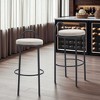 HomeRoots Set of Two 30" Beige and Black Chenille and Steel Low Back Bar Height Bar Chairs - 2 of 4