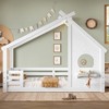 Twin/Full Montessori Bed Frame House Floor Bed, Platform Bed with Window, Built-in Shelf & House-Shaped Roof - ModernLuxe - 2 of 4