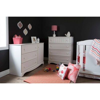 South Shore Savannah 3-Drawer Kids' Dresser with Door  Pure White