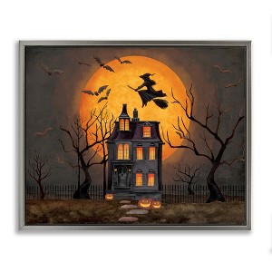 Stupell Industries Haunted Night Mansion Floating Frame Canvas Art - 1 of 4