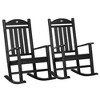 Outsunny 2 Pc Outdoor Rocking Chair, Traditional Slatted Porch Rocker with Armrests, Waterproof HDPE, Black - 4 of 4