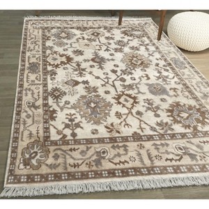 Home Mart Goods Ivory Beige Traditional Oriental Handmade Hand-knotted Wool Area Rug - 1 of 4
