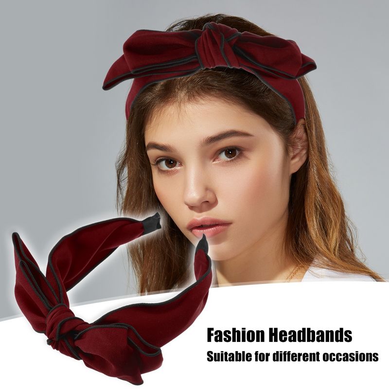 Unique Bargains Women's Double Layered Bow Knot Headband Hairband Accessories 2.6 Inch Wide 1Pc, 2 of 7
