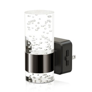 DORESshop 1W Integrated LED Plug-In Night Light, White 5000K, Bubble Acrylic Long + Short Cylinder, Up & Down Beam, 2-Pack - 1 of 4