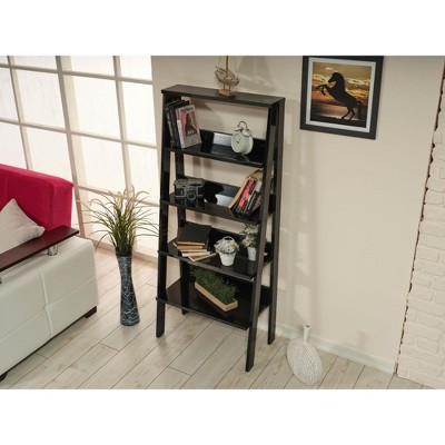 NicBex Modern Ladder Space Saving Bookcase 4 & 5 Tier Shelf Organizer for Small Spaces, Living Room & Home Office, Wood & Metal Options