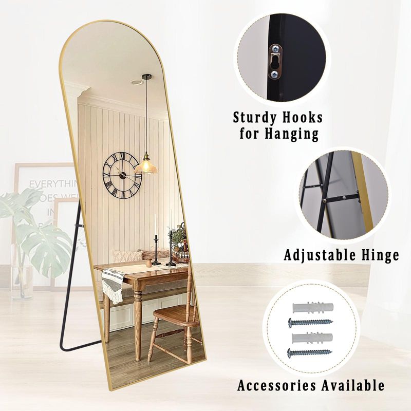 BEAUTYPEAK Oversized Floor Mirror Rectangle With Rounded Top Full Length Mirrors, 4 of 5