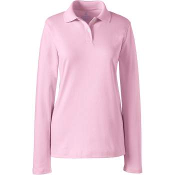 Lands' End School Uniform Women's Long Sleeve Feminine Fit Interlock Polo Shirt