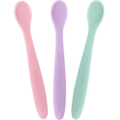 WeeSprout Silicone Baby Spoons, First Stage Infant Feeding Utensils With Soft-Tip, Set of 3