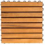Vifah 8 Slat Acacia Interlocking Deck Tile - Brown (Set of 10)