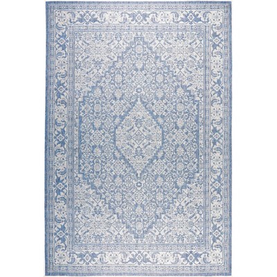 Blue and Gray Medallion Indoor/Outdoor Area Rug