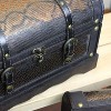 Northlight Set of 3 Decorative Antique Brown Wood and Faux Snakeskin Storage Boxes 22.5" - 2 of 3