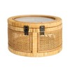 Storied Home Rattan and Bamboo Nestable Round Storage with Glass Lids, Natural, Set of 2 - 4 of 4
