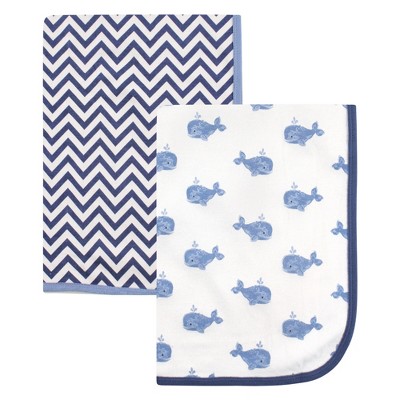 Hudson Baby Infant Boy Cotton Swaddle Blankets, Whale, One Size