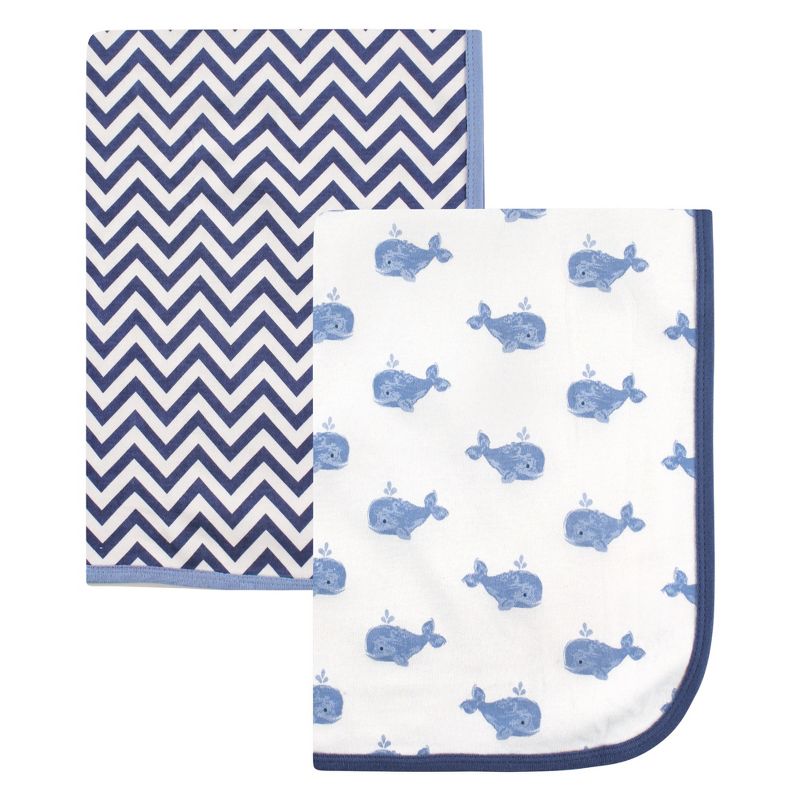 Hudson Baby Infant Boy Cotton Swaddle Blankets, Whale, One Size, 1 of 3