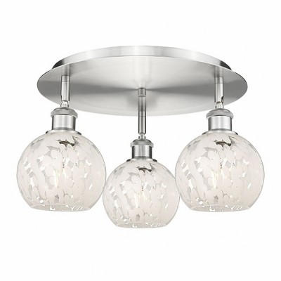 White Mouchette - 3 Light Flush Mount In Modern Style-9 Inches Tall and 17.75 Inches Wide