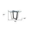 HomeRoots 48" Clear And Black Glass And Iron Sled Base Round Top Dining Table - 3 of 4