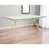 HomeRoots 60" Clear And Gold Glass And Steel Dining Table - 2 of 4