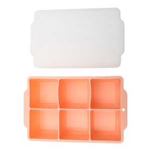 Unique Bargains 6-Cavity Square Ice Tray with Clear Lid Hand Wash Only Silicone 7.09"x4.53"x2.17" 1 Pc - 1 of 3