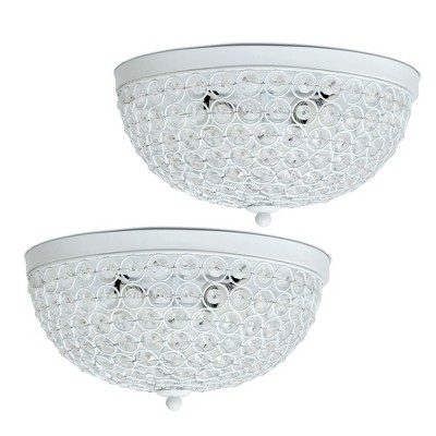 (2pk) 13" Elipse Crystal Flush Mount Ceiling Light White - Elegant Designs