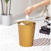 Aoibox Small Metal Trash Can with Honeycomb Design, Modern Farmhouse Round Wastebasket for Bathroom, Bedroom, Kitchen and Office in Gold - 2 of 4