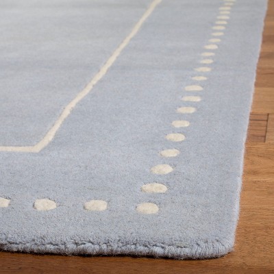 Hand-Tufted Light Blue and Ivory Wool Runner Rug