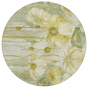 Sage Fern Green And Ivory Floral Washable Indoor Outdoor Area Rug - 1 of 4