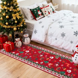 COZONY Indoor Red Christmas Runner Rug, Washable Low Pile Non-Slip Carpet, Modern Foldable Soft Floor Mat for Living Room, Bedroom, Holiday Decor - 1 of 4