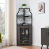 Corner Wine Bar Rack Cabinet with Detachable Wine Rack, Home Bar Cabinet with Barn Door and Adjustable Shelf - 3 of 4