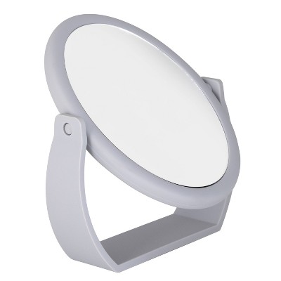 Gray Rubberized 10x Magnification Vanity Mirror