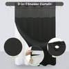 No Hook Shower Curtain Waffle Weave Fabric Liner 230GSM Weighted Hem Waterproof Washable Black Bathroom Spa 72x72 Inch - 2 of 4
