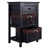 Tangkula 3 Layer Nightstands Bed Side Wood Table Storage Units End Table Organizer w/2 Withdrawable Rattan Drawers - 2 of 4