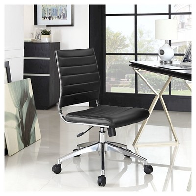 Black Vinyl Armless Midback Swivel Office Chair