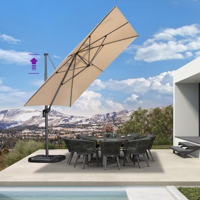 PURPLE LEAF Cantilever Umbrella Square Outdoor Patio Umbrella Aluminum Umbrella with 360°Rotation Adjustable Umbrella With Base