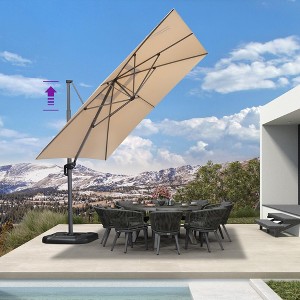 PURPLE LEAF Cantilever Umbrella Square Outdoor Patio Umbrella Aluminum Umbrella with 360°Rotation Adjustable Umbrella With Base - 1 of 4