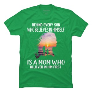 Men's Design By Humans Mother Behind Every Son Who Believes In Himself Is A Mom By corndesign T-Shirt - 1 of 2