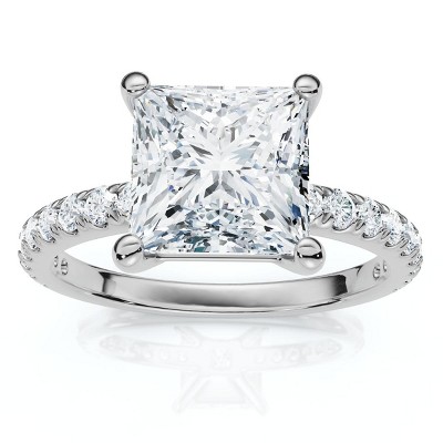 Pompeii3 Certified 2 1/3Ct Princess Cut Diamond Engagement Ring 14k Gold or Pt Lab Created