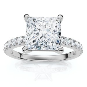 Pompeii3 Certified 2 1/3Ct Princess Cut Diamond Engagement Ring 14k Gold or Pt Lab Created - 1 of 4