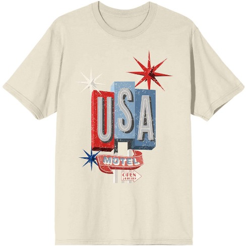 Americana USA Motel Men's Natural T-Shirt-Small