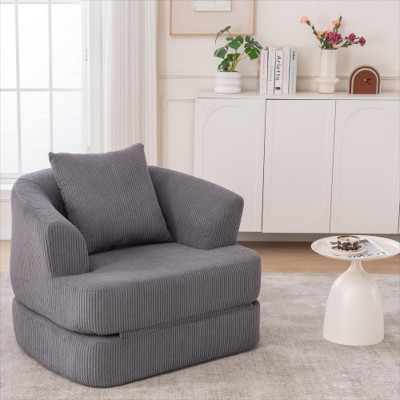 Dolonm Foldable Recliner Chair with Memory Foam - Portable Corduroy Lounger, No tools required，For Apartments/Balcony/Cafe