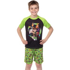 Ben 10 Boys' Cartoon Omnitrix Characters Aliens Sleep Pajama Set Shorts Multicolored - 1 of 4
