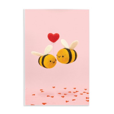 Stupell Industries Romantic Bumblebees Pink Hearts Wall Plaque Art