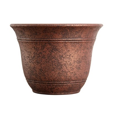 HC Companies SRA16001P05 Sierra 16 Inch Diameter x 11.75 Inch Tall Round Plastic Resin Flower Garden Planter Pot Container, Rustic Redstone