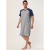 Lars Amadeus Men's Short Sleeves Comfy Contrast Color Loose Fit Nightshirts 2 Pack - 4 of 4