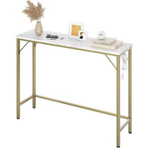 Modern Narrow Console Table with Integrated Charging Station and Metal Legs ¨C Slim Sofa Side Table for Entryway, Hallway - 1 of 4