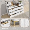 ORRD 9/6 Drawer Modern White Storage Chest with Gold Pulls, Geometric Design, Metal Feet, Easy Sliding Drawers - Living Room Sideboards - 4 of 4
