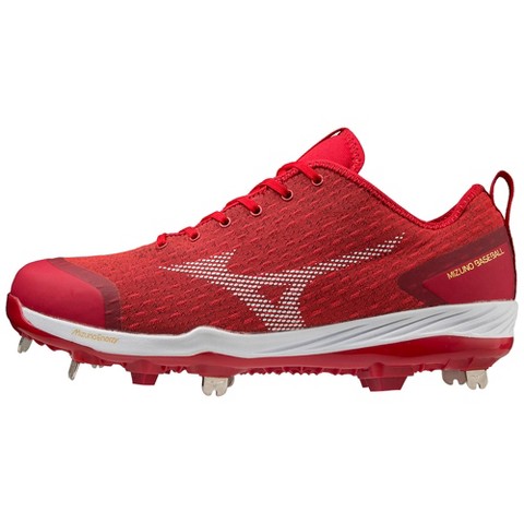 Mizuno Mizuno Dominant 4 Low Men's Metal Baseball Cleat, 10 1/2, Red-White
