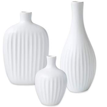 Kate Aspen White Textured Ceramic Minimalist Vase (Set of 3) | 23277NA